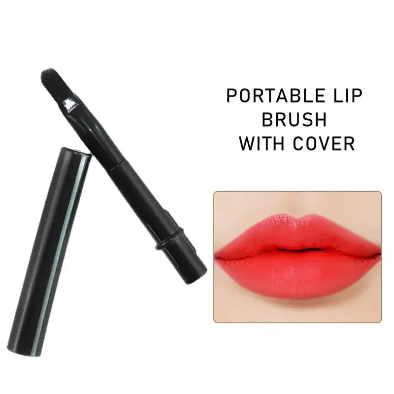 Makeup Lip Brushes Lipliner brushes Black with Cap Retractable Lipstick Brush Travel Portable lip scrub brush Gloss Makeup Brush — image 2
