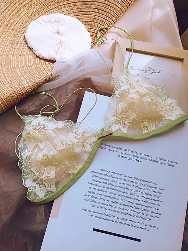Wireless Minimizer Bralette Set Large Bust French Style Triangle Cup Lace Lingerie Pure Comfort Sexy Sheer Underwear Set Women — image 5