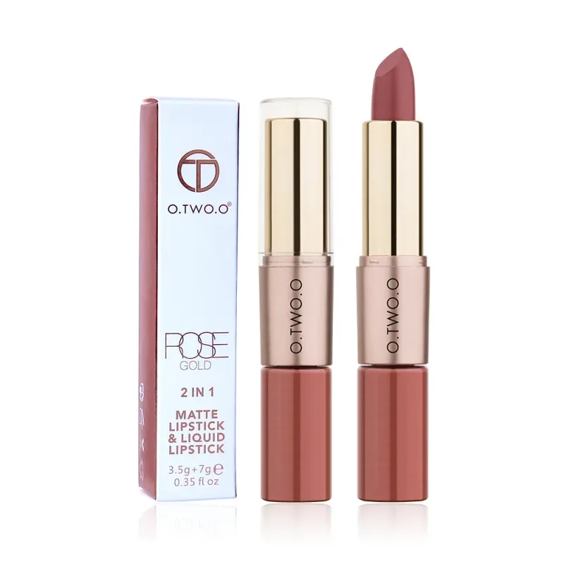 O.TWO.O 2 in 1 Rossetto opaco Lip Gloss Cosmetici Impermeabile Pintalabios Batom Mate Labbra Trucco Rouge 12 colori Stick labbra — image 3