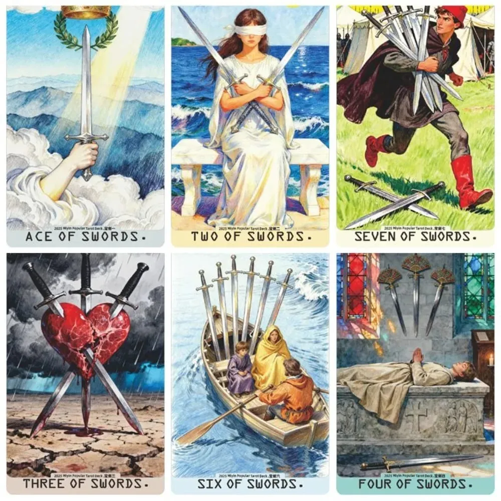 Tarot: Exquisite Painterly Illustration Deck - 78 Pcs Art Divination Cards - Tarot Gift Set for Witches 10.3*6cm