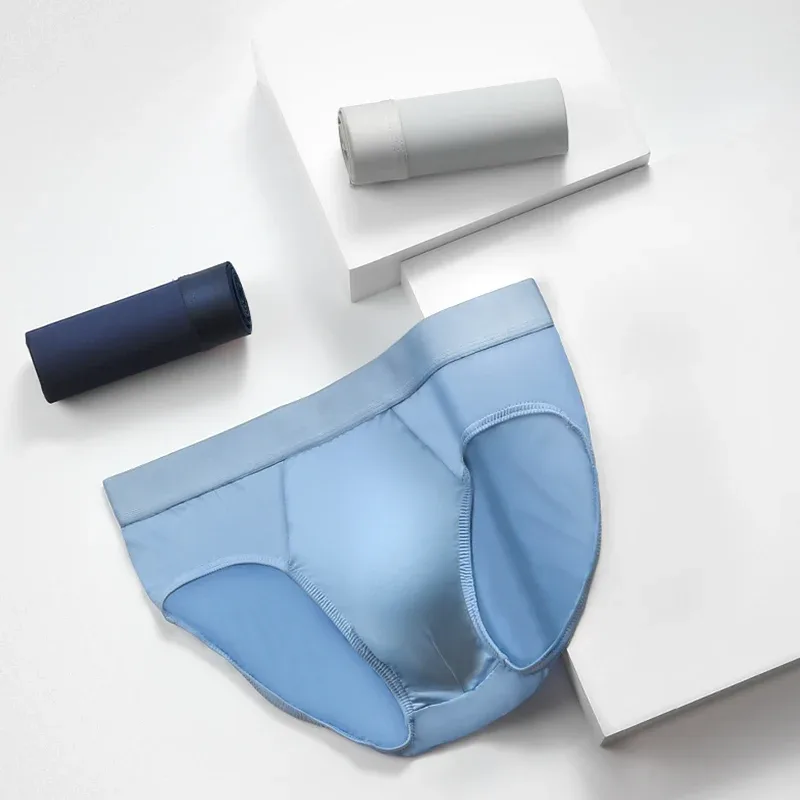 1pc Men's ice - silk underwear. Thin - style for summer, with U - convex briefs. solid - colored shorts — image 6
