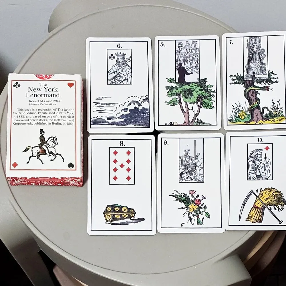 The New York Lenormand Deck – 9*6cm Historical 36-Card Divination Deck Vintage Style Cartomancy Cards Double-embossed