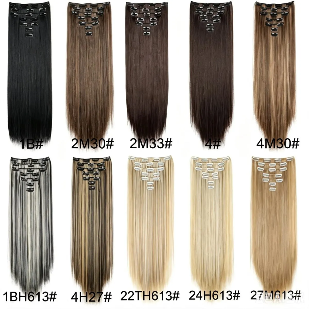 24Inch Synthetic 7Pcs/set Long Straight Hair Extension 16Clips Hairstyle Black Blonde Y2K Kpop Hairpiece for Women Christmas Eve — image 4