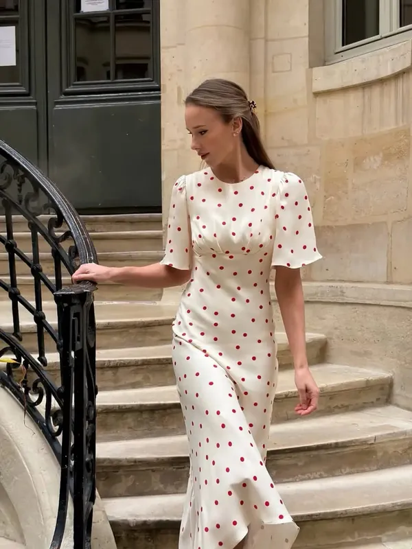 Women Chic Pink Floral Print Maxi Vestido Elegant V Neck Ruffle Trim Flare Sleeve Ruched High Chiffon Dress 2026 Party Outfit — image 22