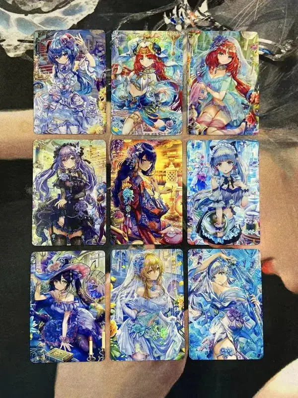 DIY Fanmade Mixed Genshin Honkai Waifu Holographic Laser Flash Collectible Trading Game Cards — image 9