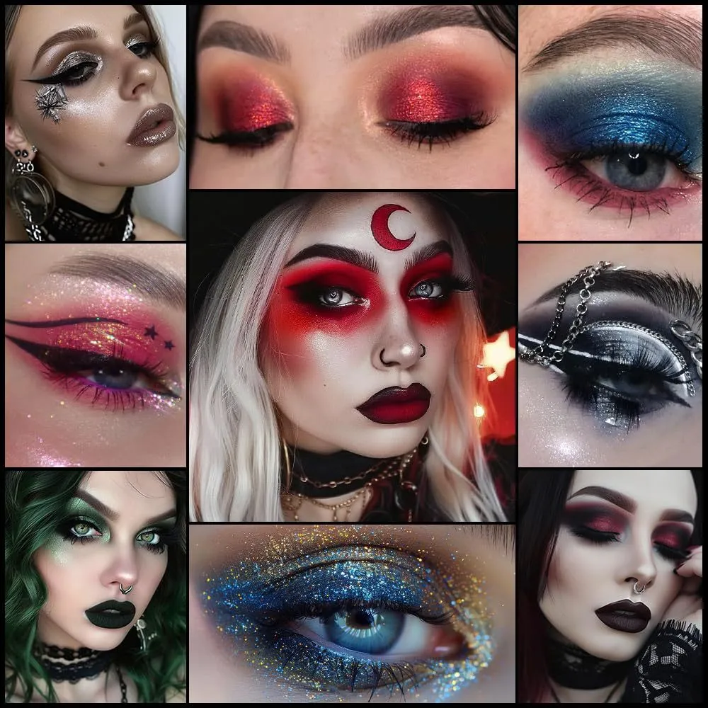 Gothic Eyeshadow Palette 15 Colors & Black Lipstick - Dark Romantic Smoky Eye Vampire Halloween Makeup Matte Shimmer Dark Lip — image 6