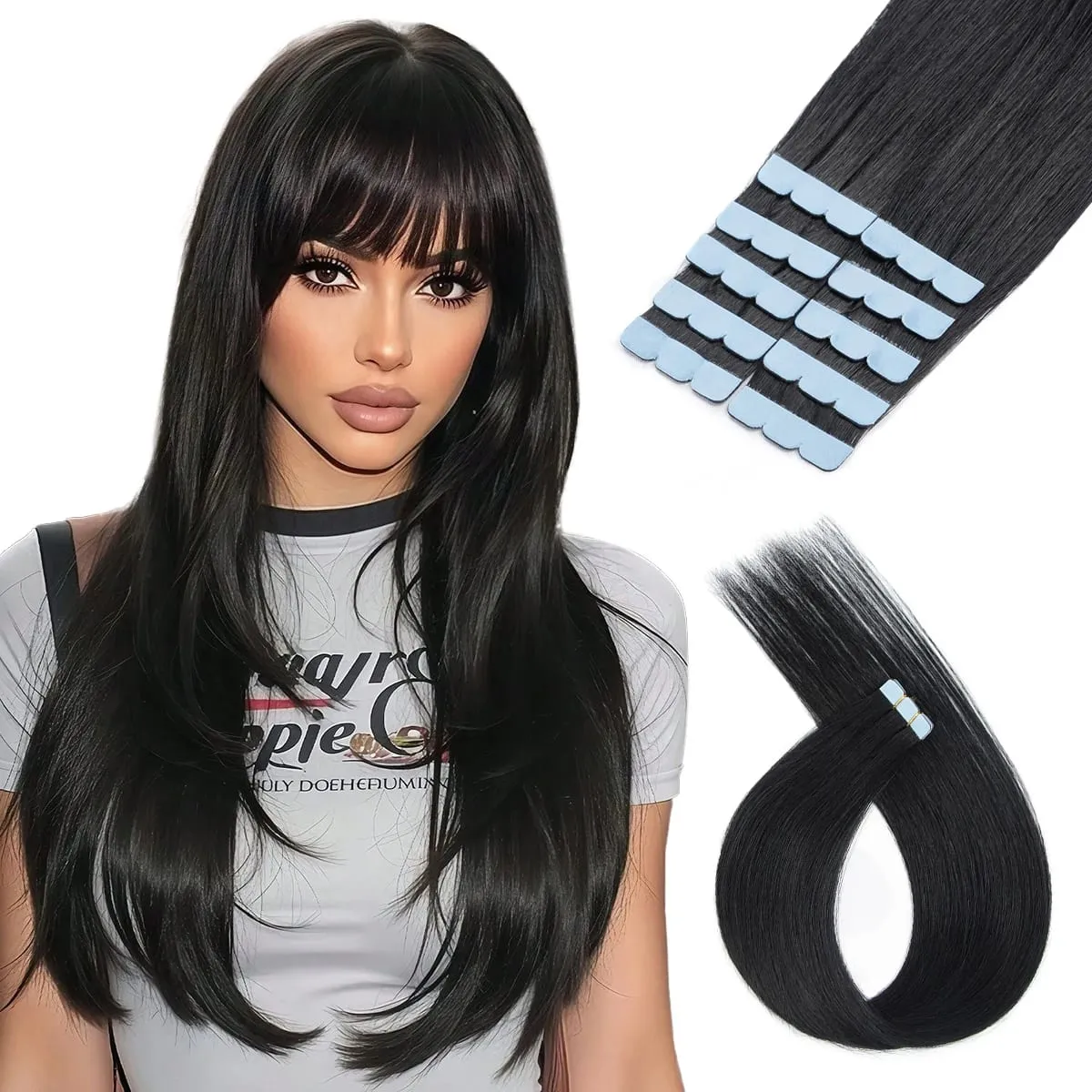 Tape-in Human Hair Extensions Straight Seamless And Invisible Adds Volume And Length Suitable for Daily Wear