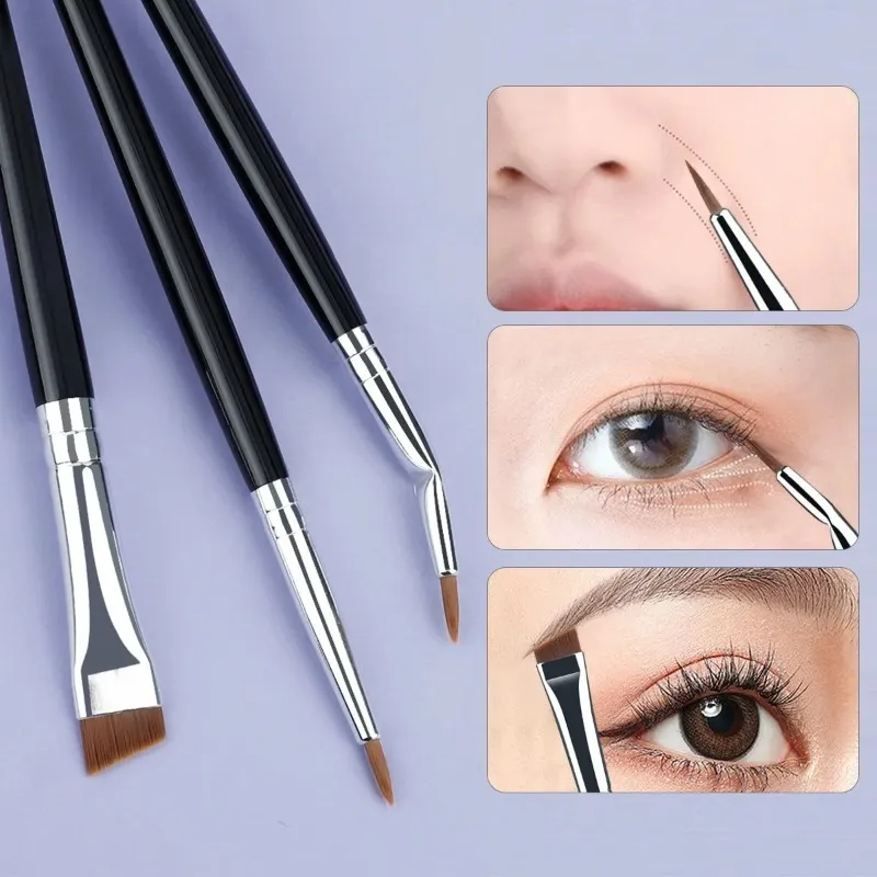 3Pcs Combination Detail Brushes Ultra-thin Lip Line Eye Line Brush Concealer Brush Eye Brow Contour Lower Eyelid Makeup Brushes