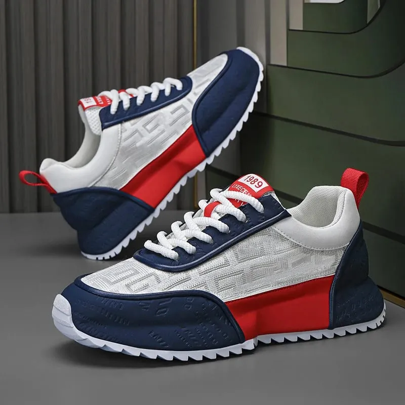 All Black Chunky Dad Sneakers Breathable Mesh And Leather Blend Platform Shoes Non Slip Casual Athletic Shoes For Streetwear — image 2