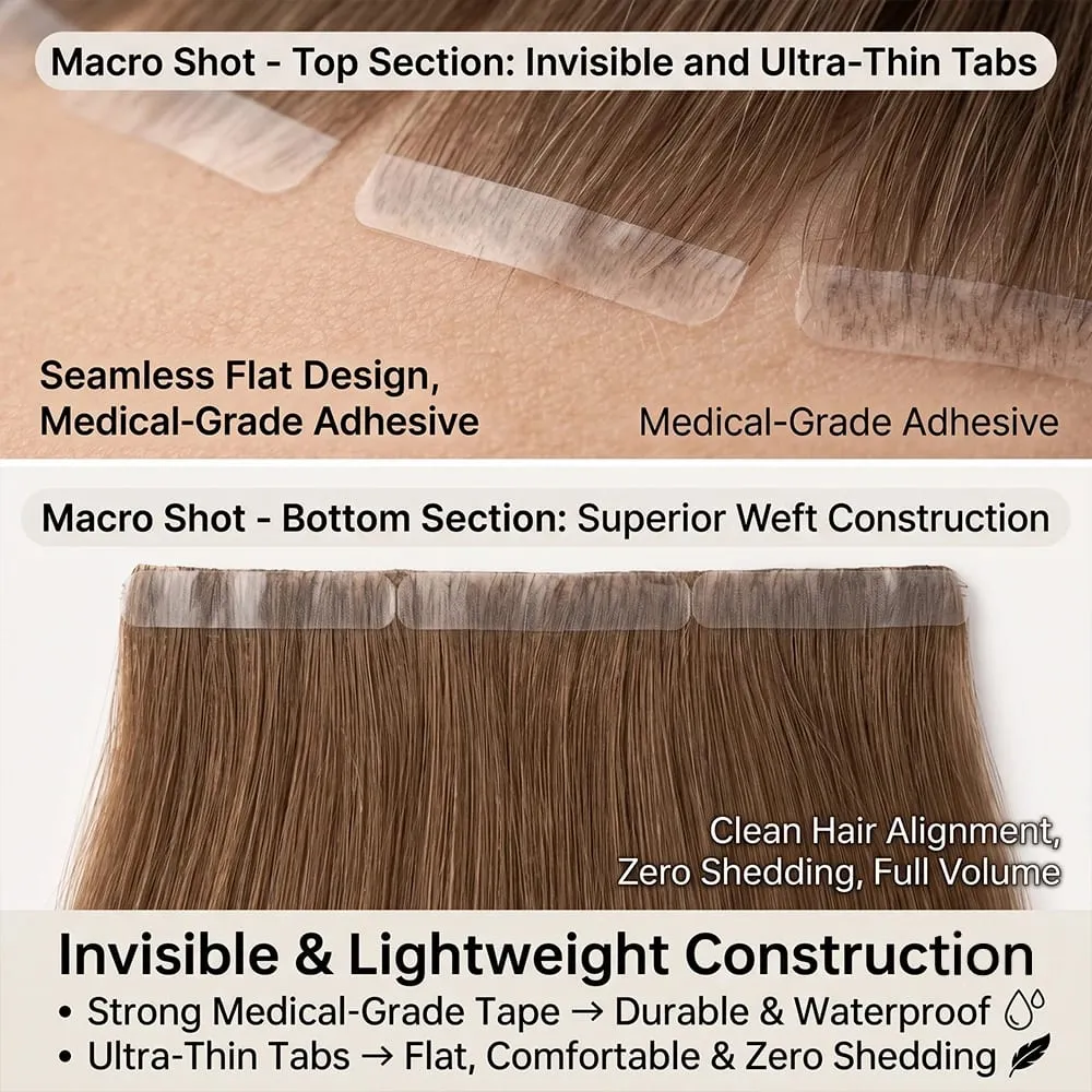 4A Medium Brown Tape In Hair Extensions 100% Human Hair Seamless Invisible 21Pcs/Pack 50g Remy Colored Straight Brazilian 22 24 Inch Pure Human Hair For Women — image 7