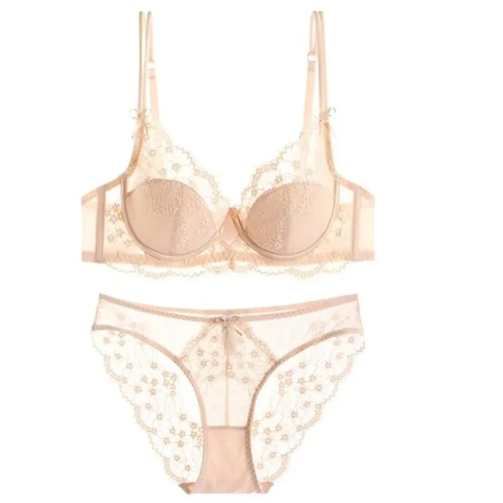 Women Pink Lace Full‑Cup Thin Minimizer Bra Set Push‑Up Anti‑Sag Support Lingerie Intimates For Large Breast Ladies Casual Daily — image 5