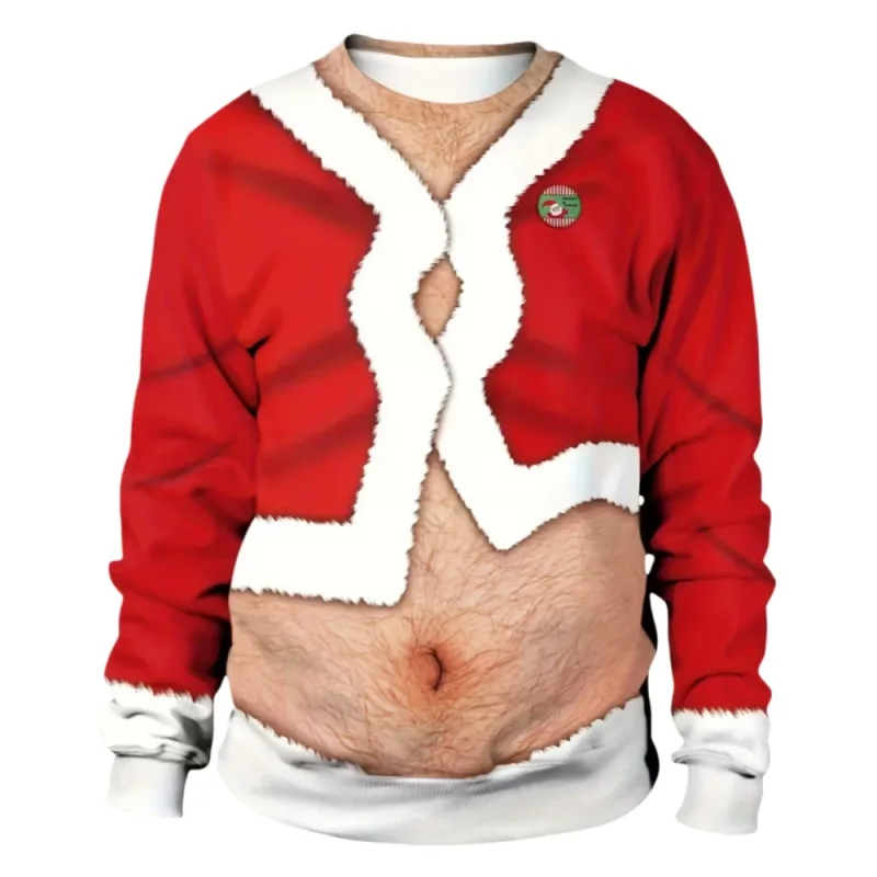 Funny Christmas Sweater Men Women Pullover Xmas Sweatshirt Ugly Graphic Y2k Sweatshirts for Holiday Party Loose Men's Clothing