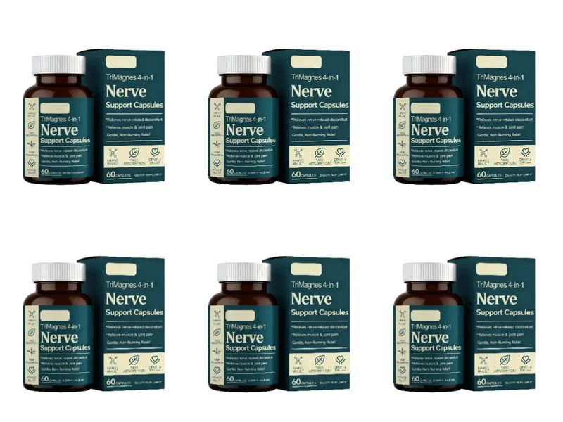 TriMagnes Complesso di magnesio 4 in 1 Capsule da 300 mg con citrato glicinato malato curcuma per il comfort dei nervi Rilassamento muscolare 60 Ct