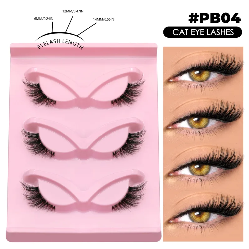 Medias pestañas, pestañas de ojo de gato, apariencia Natural, pestañas postizas tenues, pestañas postizas de imitación de visón, banda transparente, maquillaje de pestañas postizas naturales — image 8