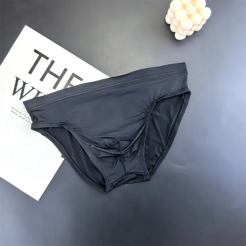 Business Men Ice Silk Briefs Quick Dry Seamless Nylon Male U Pouch Convex Underwear Sexy Plus Size Underpants Lingerie — image 5