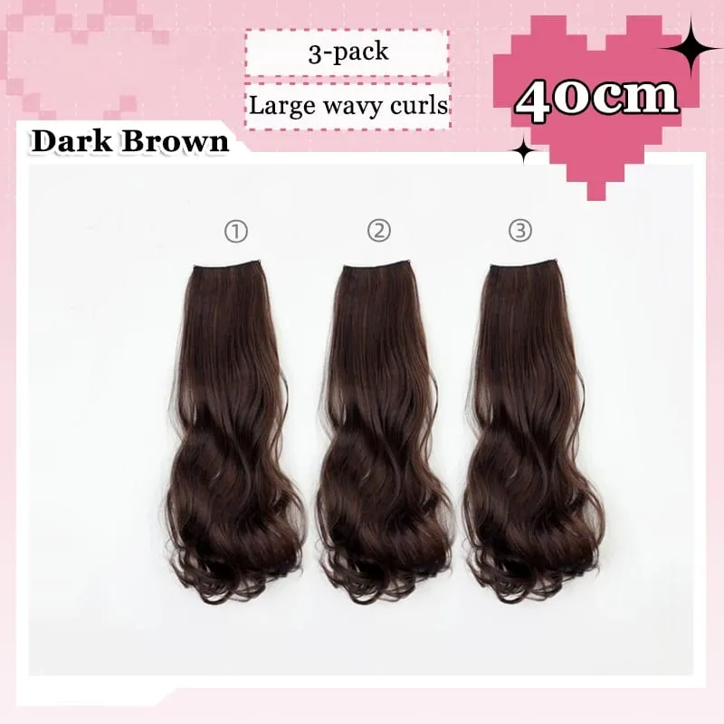 3Pcs/Set 6Clips Hair Extension Black Long Large Wavy Curls Natural Hair Hairpiece Heat Resistant Fiber For Women Hairstyle — image 9
