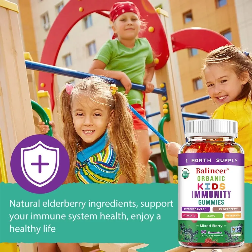 Organics Immunity Gummies for Kids with Vitamin C Zinc Elder Berry Extract Antioxidant & Overall Wellness Non-GMO Gluten Free — image 6