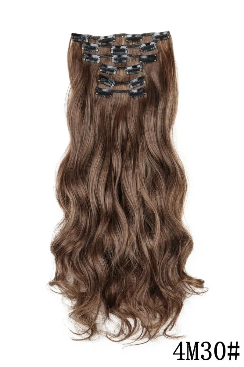 Black Hair Extensions 6pcs/set Women Long Straight Synthetic Full Head Clip 16Clips Ombre Heat Resistant Fiber Hair Kpop Cosplay