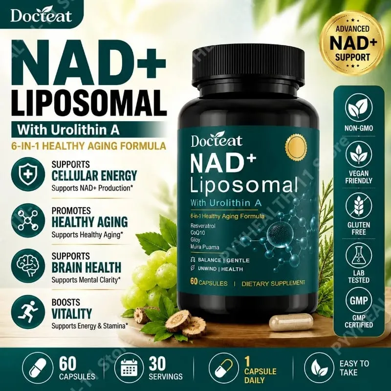 Docteat Liposomal NAD+ Capsules Energy & Healthy Aging Support with Urolithin A Trans Resveratrol CoQ10 Men Women 60 Capsules — image 1