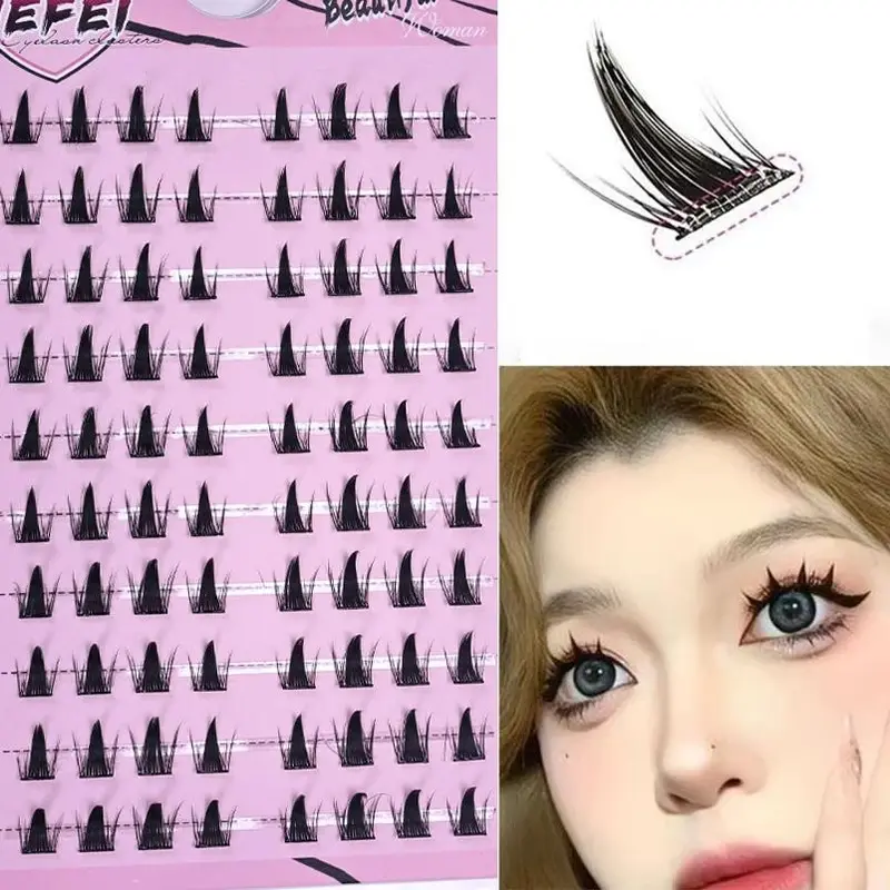 5D Fluffy Thick Curling Fake Eyelashes Easy Application Glue-free Self-adhesive Lashes for Daily Party Makeup Cute Anime Eye DIY