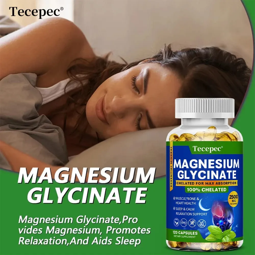 Magnesium Glycinate Capsules 2500mg - Dietary Supplement for Muscle Nerve Bone and Heart Support - Gluten Free Non-GMO — image 3