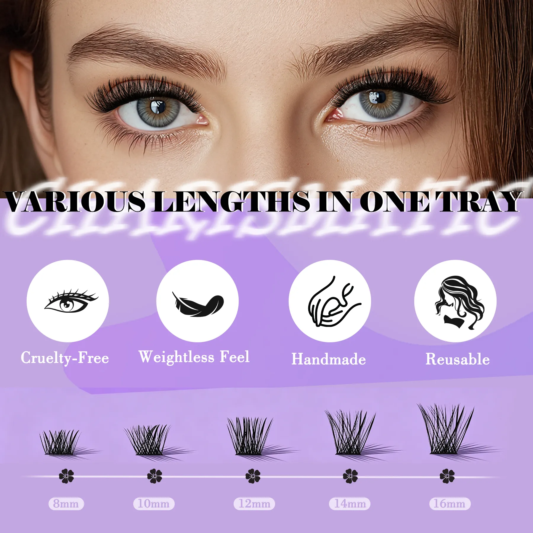 Wispy Thick Lashes Clusters Natural Fluffy Segmented Lashes 3D Individual Volume Lash 8-16mm Mixed DIY Eyelash Extension — image 2