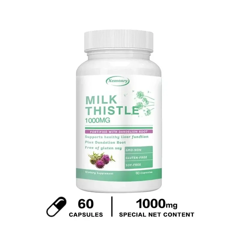 Liver Detox Cleanse - with Milk Thistle - Improves Liver Function Supports Fat Metabolism Antioxidant - 120 Capsules