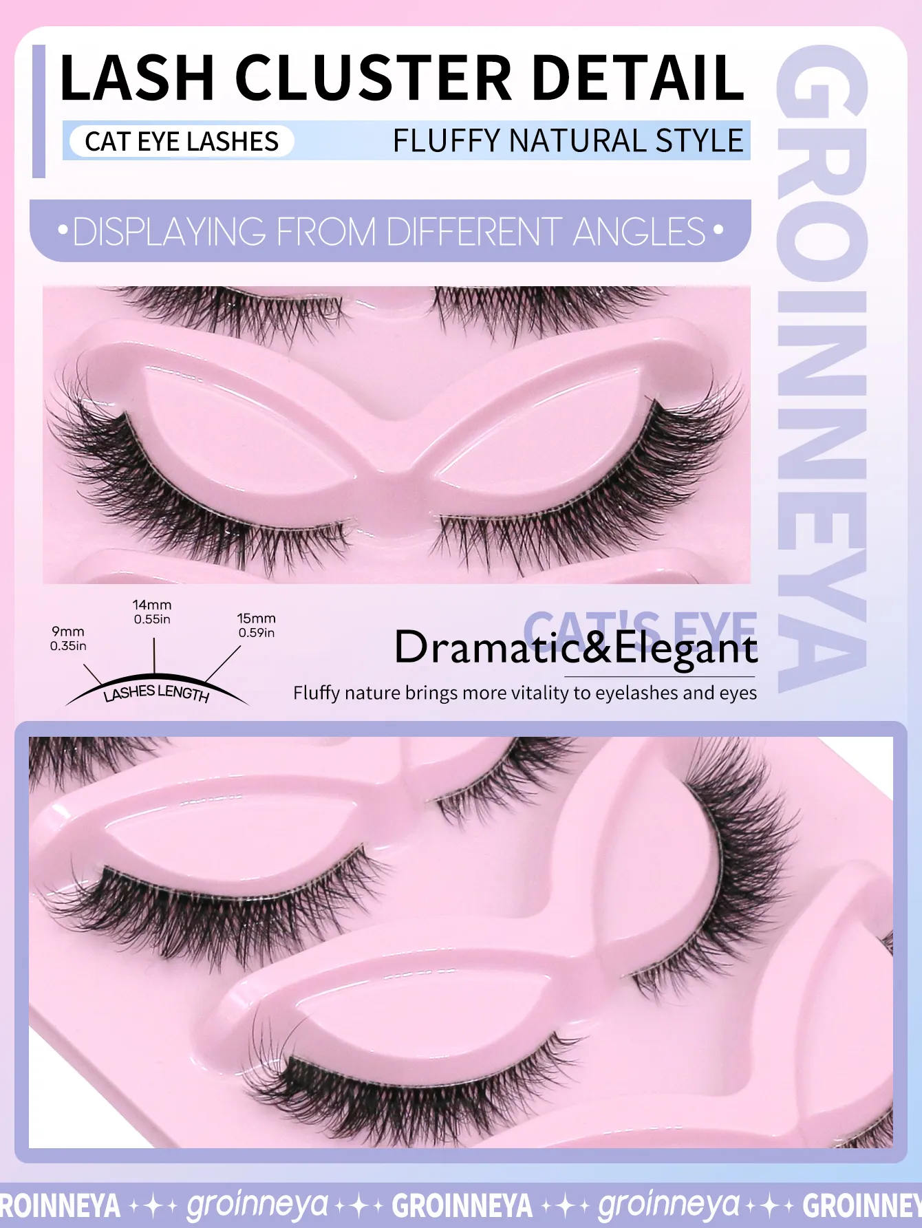 False Eyelashes Fox Eye 7 Pairs Pack Natural Look Fluffy Wispy Cat Eye Lashes Soft Faux Mink Lashes Makeup — image 4