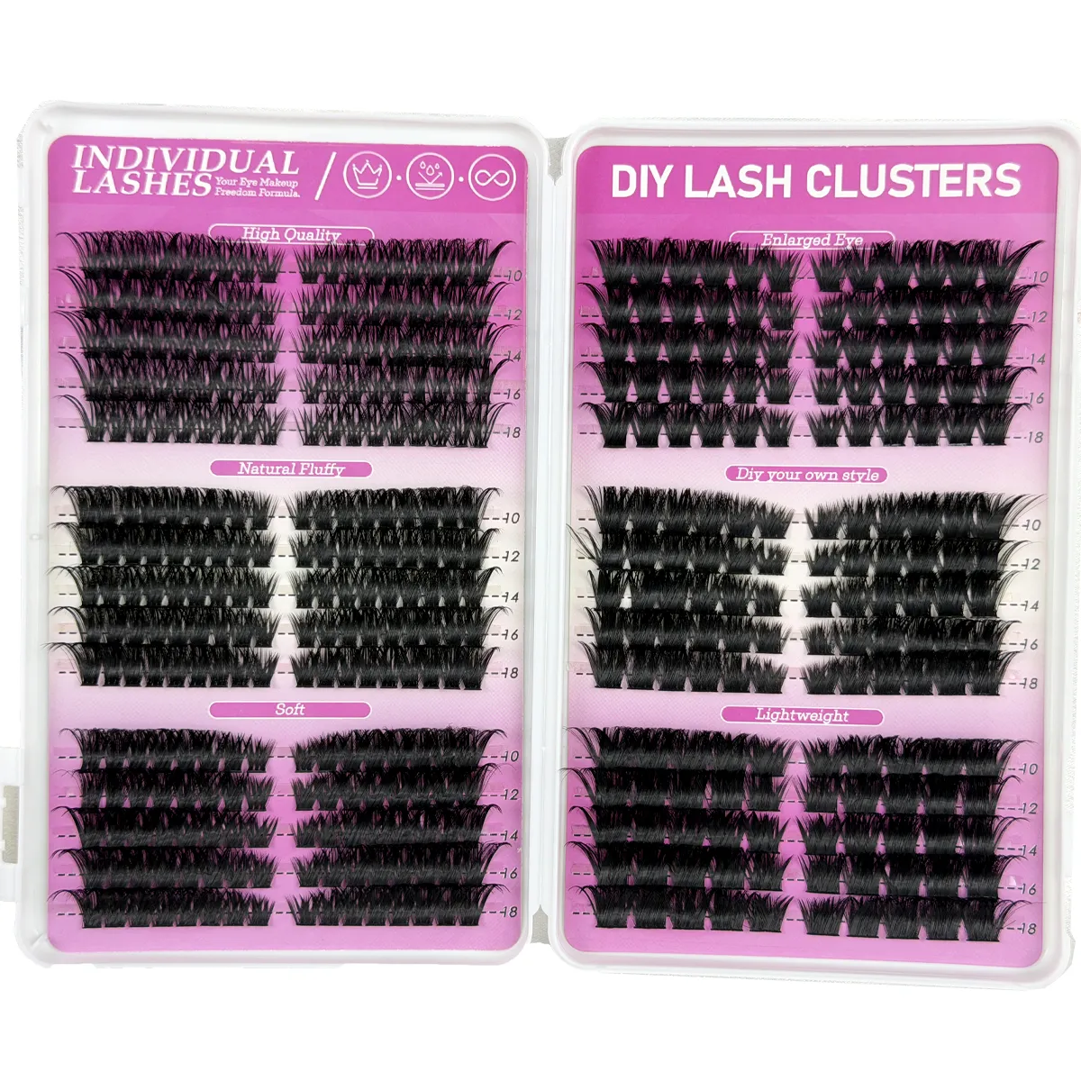 Fluffy Cluster Lashes 3 IN 1 Lash Clusters Extension Cat Eye Lashes&Bottom Lashes Mixed Tray Individual Eyelashes — image 5