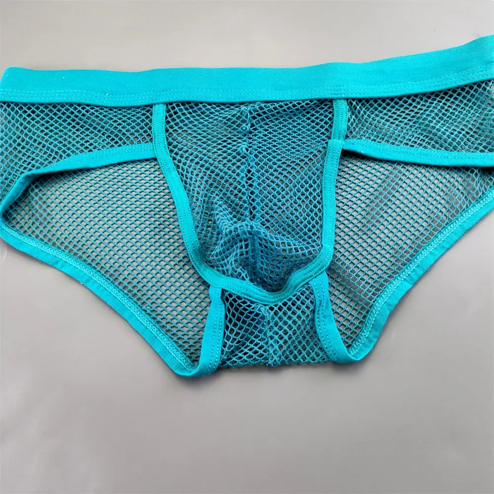 Hollow Out Mesh Men's U Pouch Underwear Low Waist Transparent Bikini Briefs Breathable Panties Plus Size — image 8
