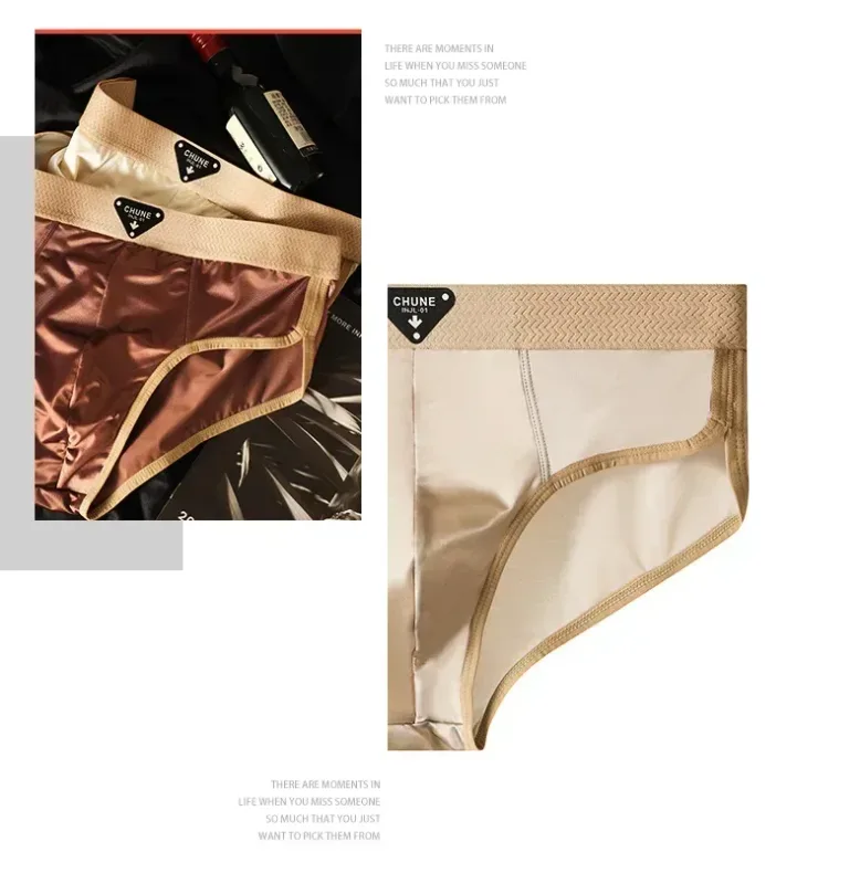 1/3PCS Men's Briefs Ice Silk Satin-like Briefs Men's Underpants Summer Breathable Quick Drying Panties Sexy U Pouch Underwear — image 19