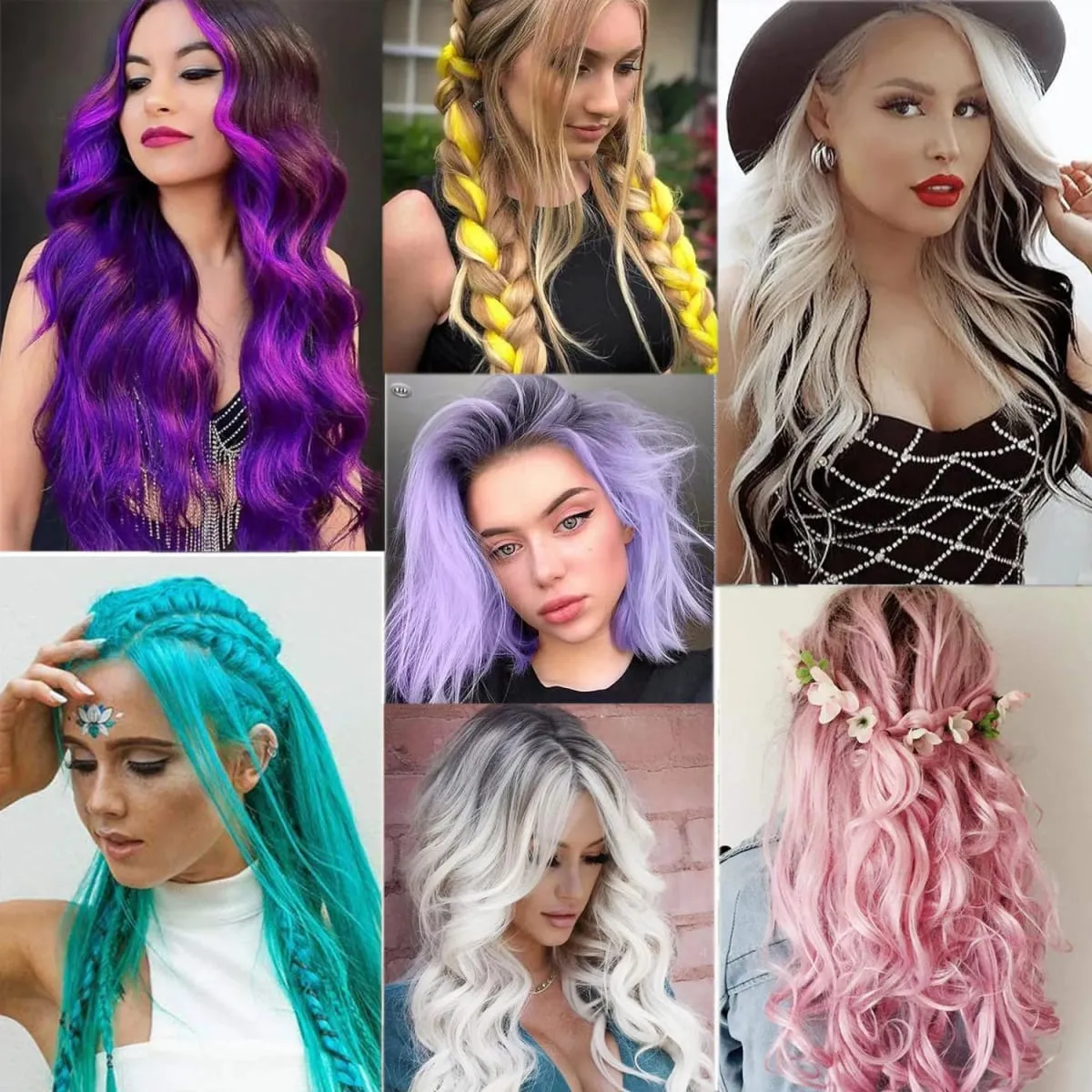 6 Pcs Clip Ins Hair Extensions 22 Inch Straight Colorful Clip In Hair Extensions Rainbow Party Highlights Synthetic Hairpiece — image 7