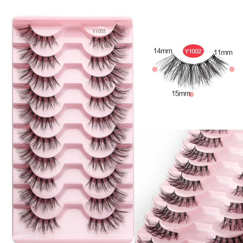 Bulu Mata Separuh Mata Bulu Mata Kucing 3/5/10 Pasang Bulu Mata Palsu Gebu Lembut Kelihatan Semulajadi Clear Band 3D Mink Bulu Mata Mekap Sambungan — image 11