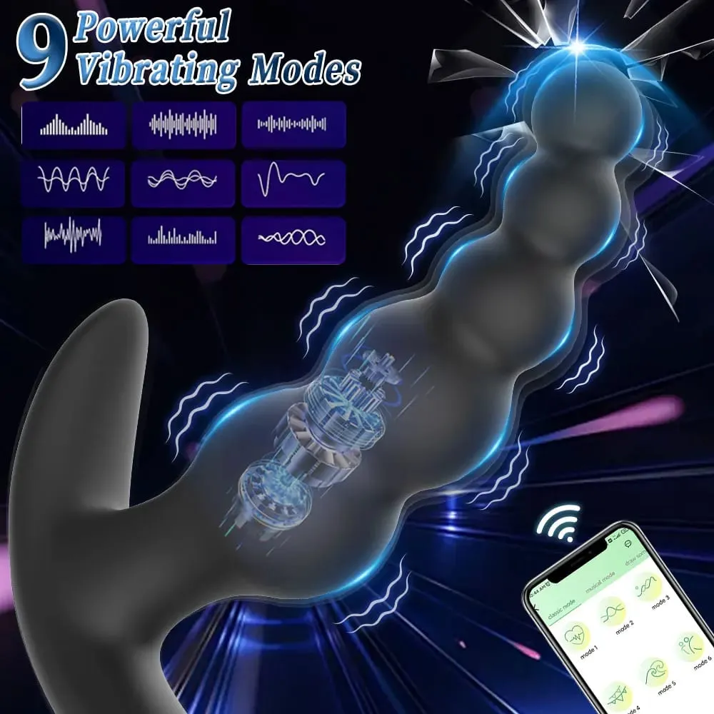 APP Control Vibrating Butt Plug Anal Beads 9 Vibrator Modes G-spot Vibrator Prostate Massager Sex Toys for Men Women Couples — image 2