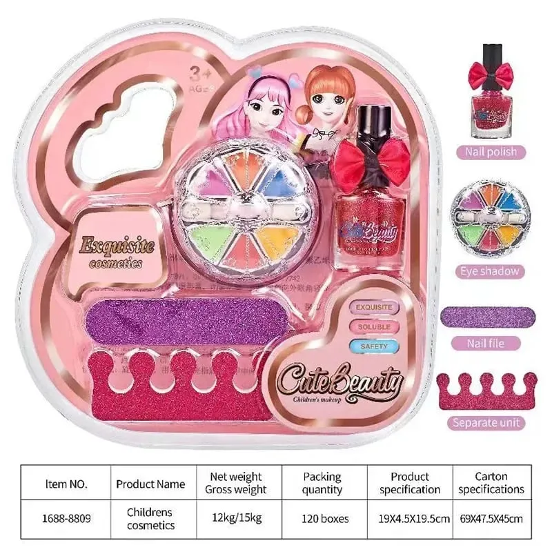 Sada dětského make-upu Lesk na rty Lesk na rty Oční stíny Pilník na nehty Netoxický Makeup Princess Girl Kosmetika omyvatelný vánoční dárek pro dítě