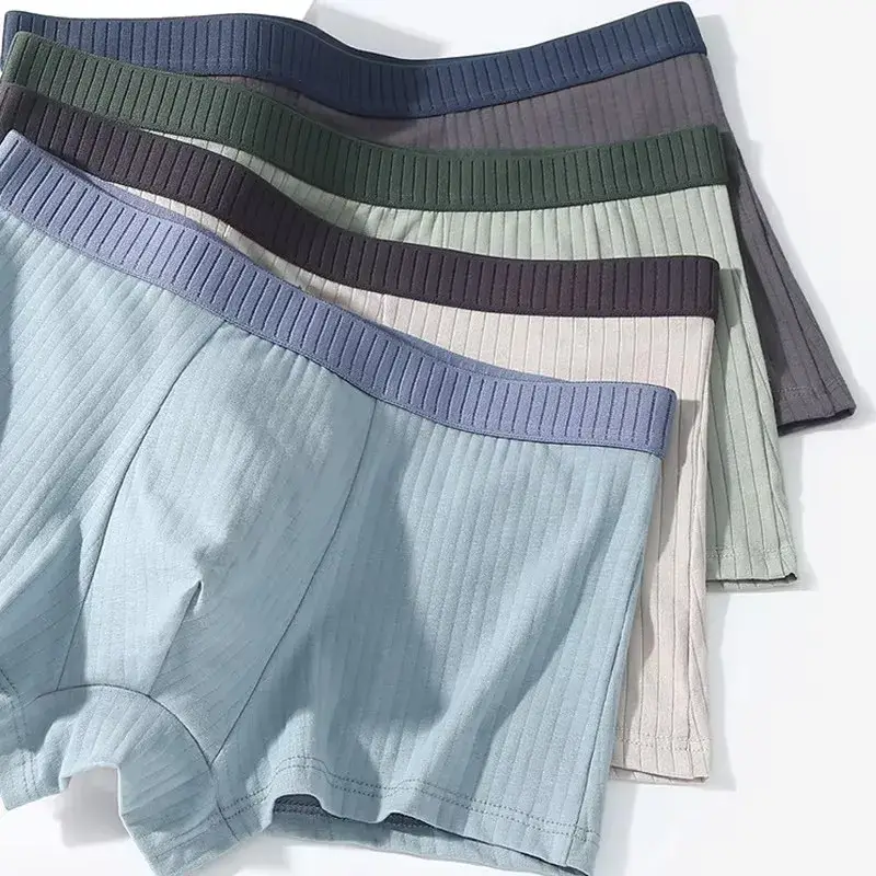 1/4 PCS Men's Underwear Men's Pure Cotton Four Corner Shorts All Cotton Antibacterial Crotch Teenage Boy Flat Angle Underwear
