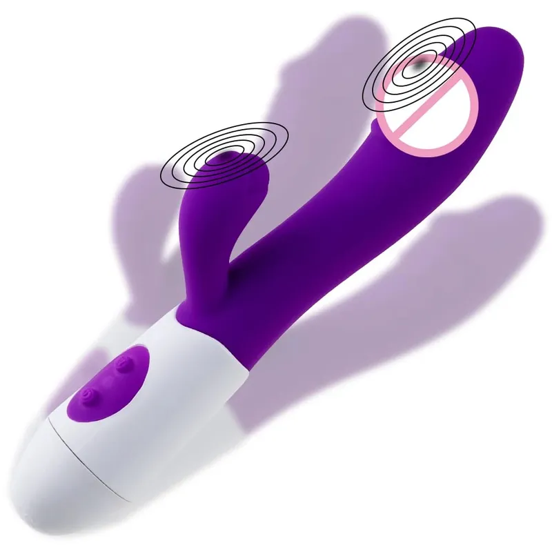 Rabbit Vibrator G-Spot Silicone Dildo Dual Vibrating Clitoris Stimulator 10 Speeds Rechargeable Waterproof Sex Toy for Women — image 8