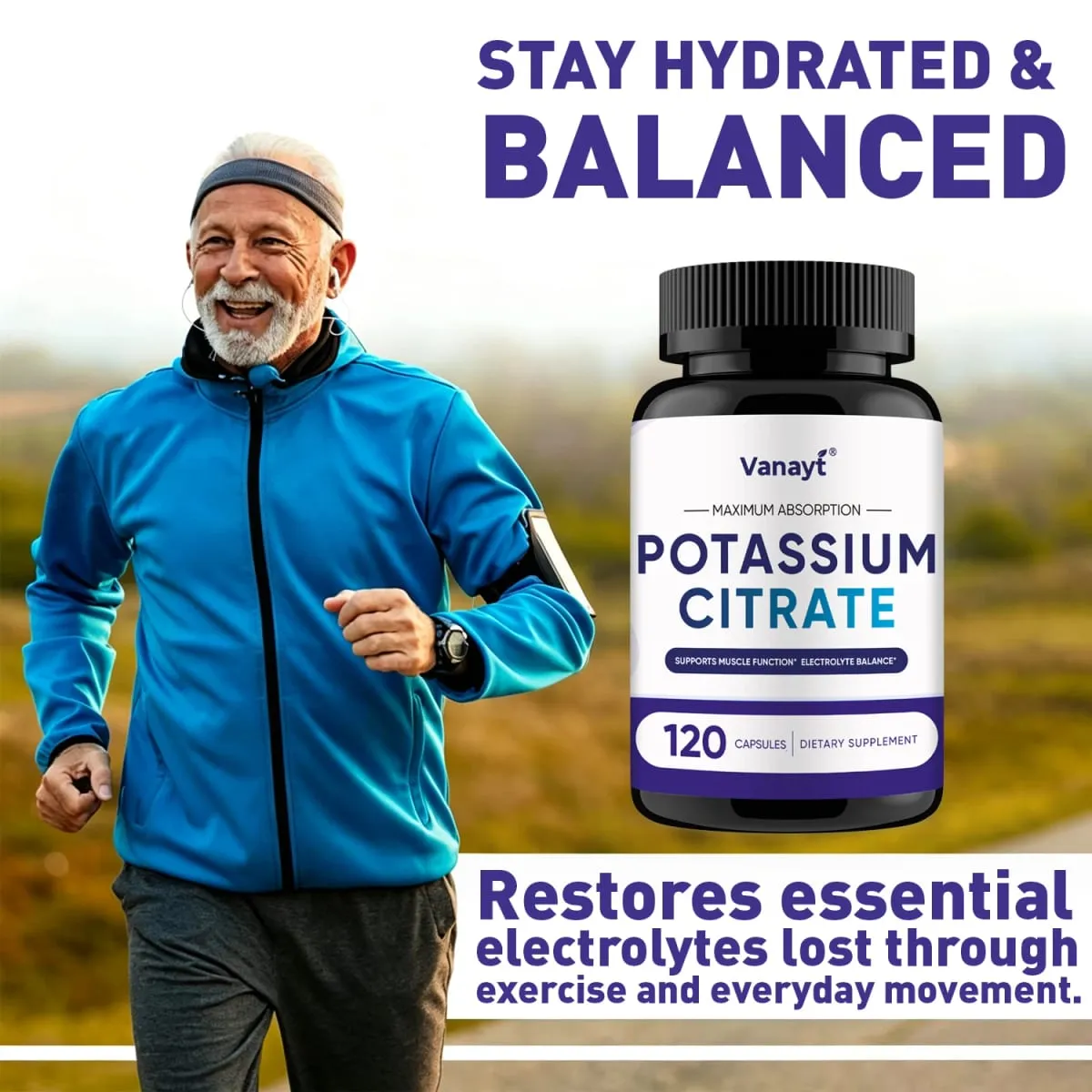 Potassium Citrate - Maintain Electrolyte Balance Support Muscle Bone Blood Vessel and Heart Health - 120 Capsules — image 4