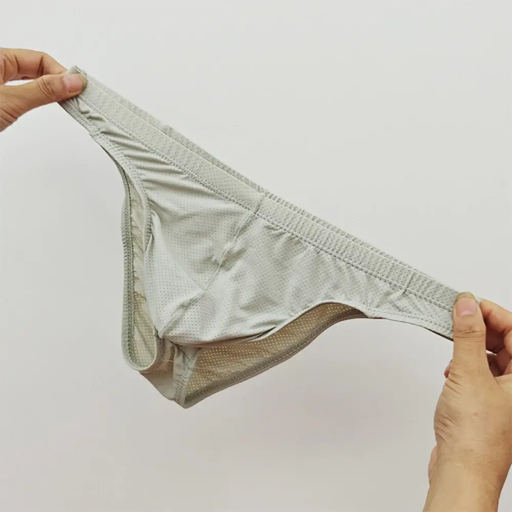 Sexy Skin Color Men Low Waist Mesh Breathable Jockstrap Pouch Half Hip Underwear Briefs Daily Fashion Panties