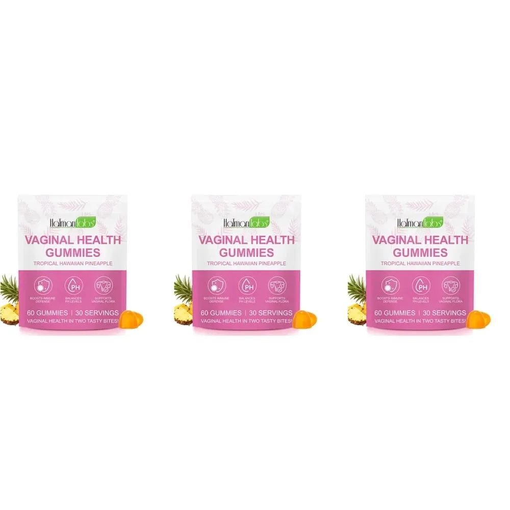 HalmanLabs Vaginal Health Gummies Probiotic Vitamin C Balance PH Levels Support Flora Immune Defense 60 Count Pineapple Women — image 10
