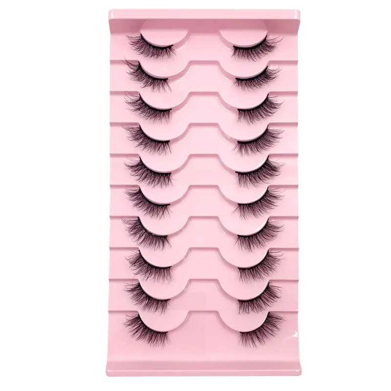 3D Cat Eye Lashes Half Eyelashes 10Pairs Half Lashes Natural Clear Stem False Eyelash Extension Makeup Faux Cils maquiag — image 22