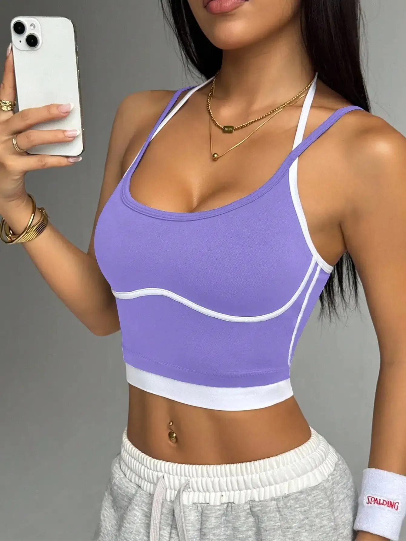 Color blocking non steel ring beautiful back sports vest for women's outdoor wear fitness running shock-absorbing gathering s — image 11