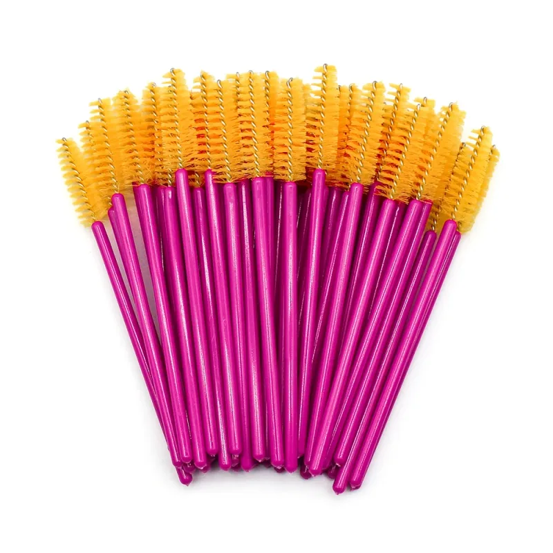 50pcs Disposable Eyelash Brushes Extension Rose Red Eyebrow Brush Mascara Wand Eye Lashes Cosmetic Tool Set Makeup Beauty
