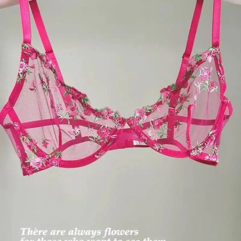Sexy Sheer Lace Flower Embroidery Underwire Bra for Women Large Breast Minimizer Anti‑Sagging Comfort Everyday Wear YEMOMO S‑XL — image 15