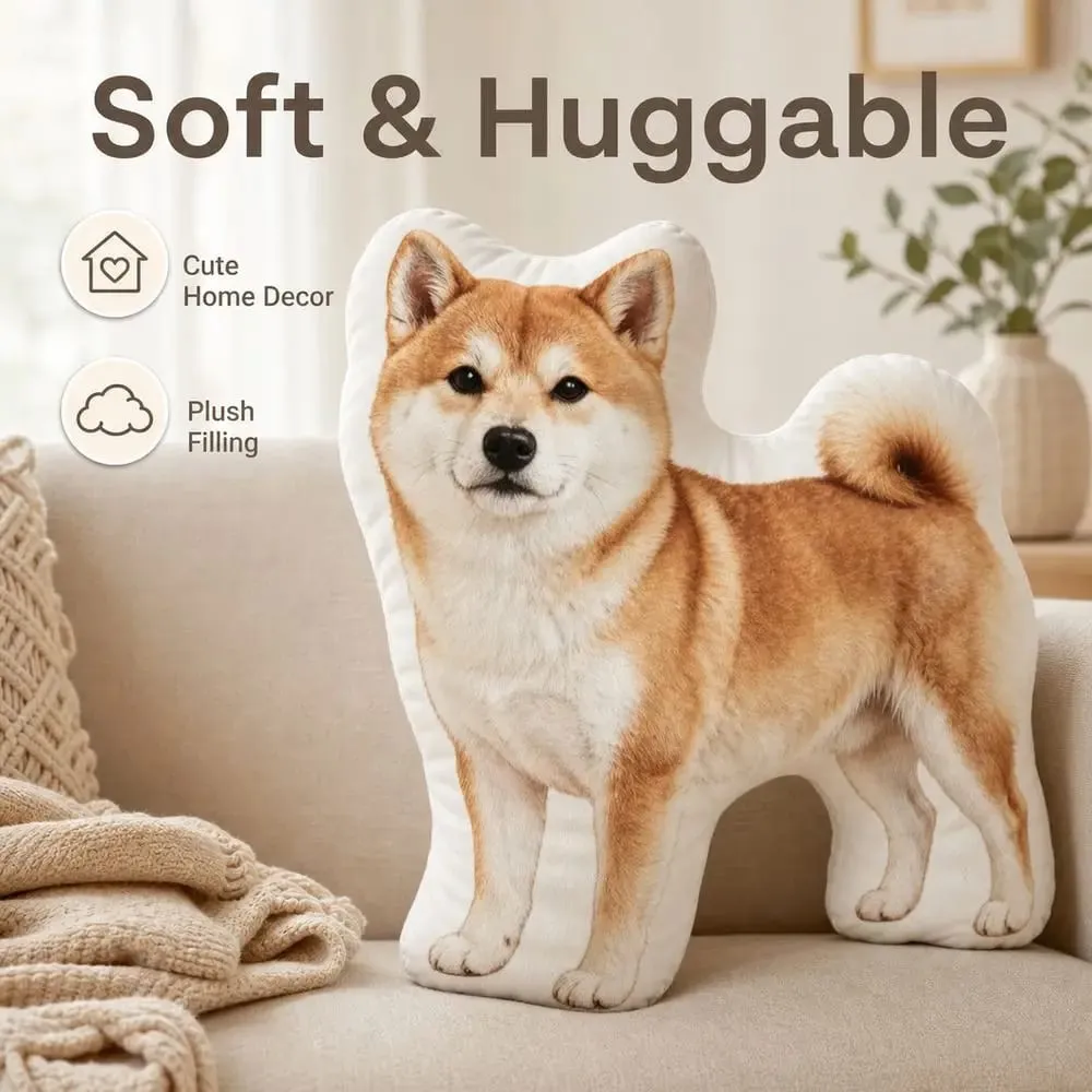 Dog Shaped Pillow Animal Throw Pillow Decorative Animal Pillow Soft Fabric Shiba Dog Cushion PP Cotton Filling — image 2