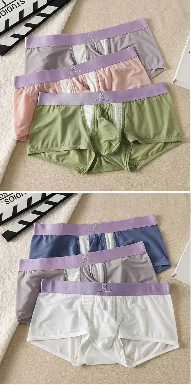 Summer Ice Silk Underwear Men's Quick Drying Boxer Shorts Lightweight Breathable Separable Side Opening Non Detachable Panties — image 14
