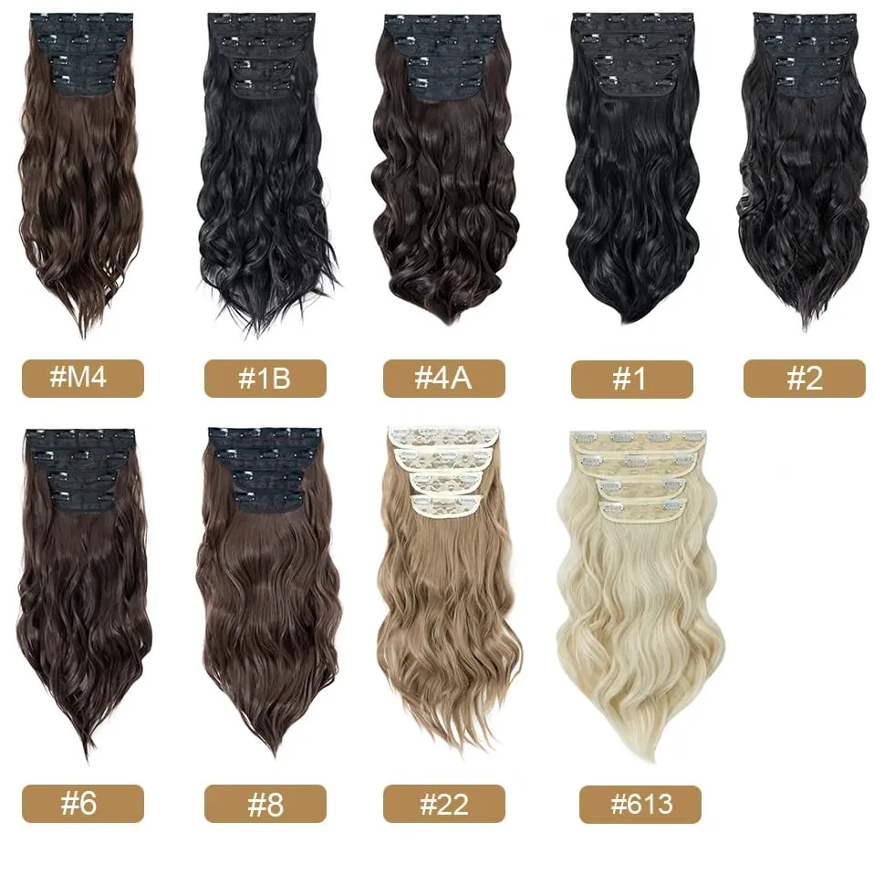 S-noilite Synthetic Hair 22inch Clips In Hair Extensions Long Wavy Clip In Hair Thick Double Weft 4Pcs/set Hairpieces For Women — image 6