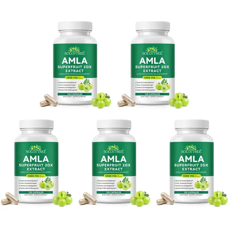 Amla Superfruit 20x Extract Capsules with Phyllanthus Emblica for Promotes Calm Energy Digestive Health Radiant Skin/Hair 120Ct — image 11
