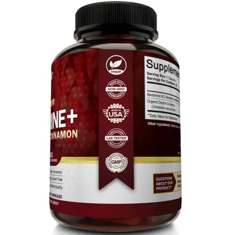 プレミアム ベルベリン HCl 1200mg - セイロン シナモン サプリメント - グルコース代謝、免疫システムの健康的な体重管理をサポート — image 6