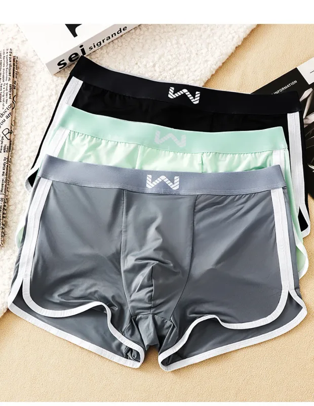 3 Cái/gói Ice Silk Thoáng Khí Lưới Kháng Khuẩn Quần Lót Nam Không Gian Lớn Túi Quần Lót Dây Thắt Lưng Đàn Hồi Cao Boxer Homme — image 14